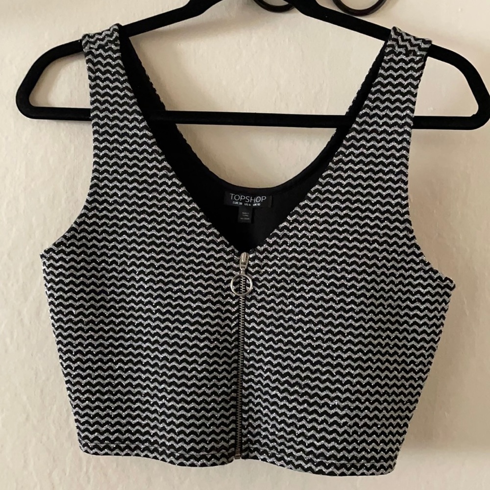 Shiny silver Topshop size 6 new more like a crop top